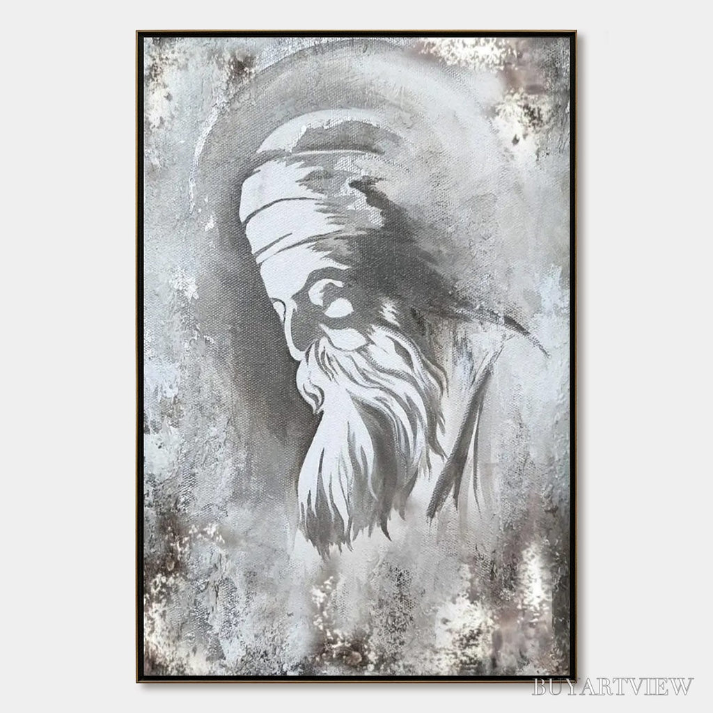 ARTOVITAS Elder'S Whisper – Minimalist Monochrome Figurative Portrait Painting - image 1