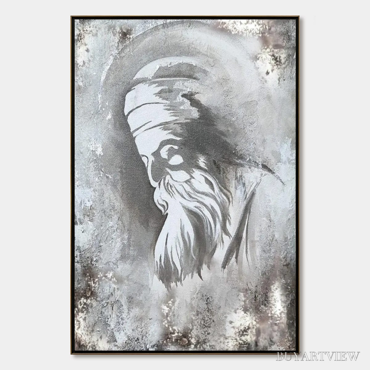ARTOVITAS Elder'S Whisper – Minimalist Monochrome Figurative Portrait Painting - image 1