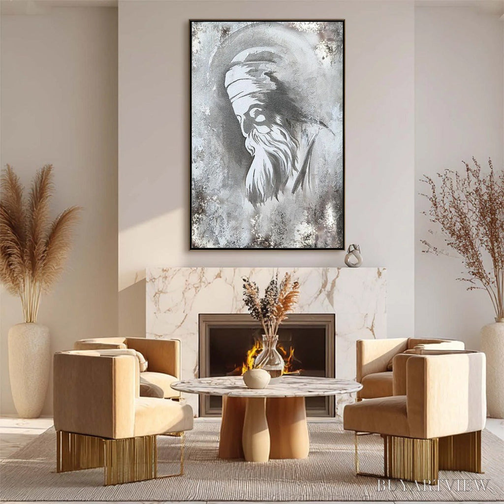 ARTOVITAS Elder'S Whisper – Minimalist Monochrome Figurative Portrait Painting - image 3
