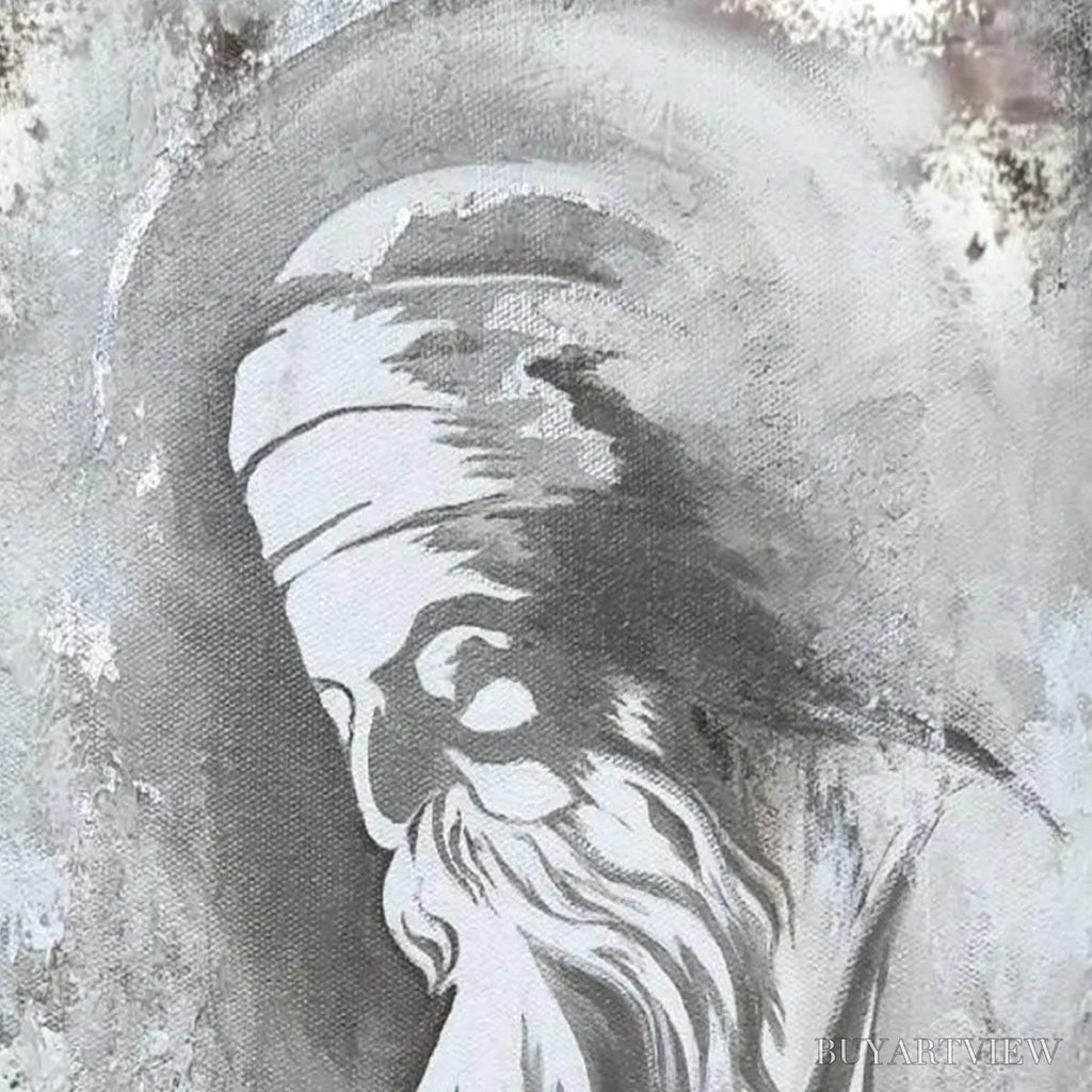 ARTOVITAS Elder'S Whisper – Minimalist Monochrome Figurative Portrait Painting - image 4