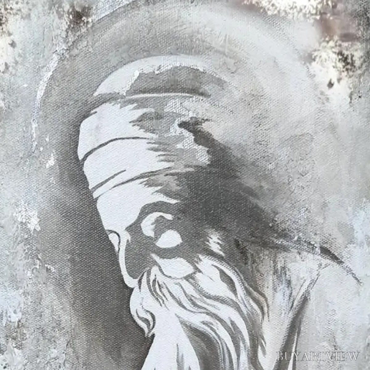 ARTOVITAS Elder'S Whisper – Minimalist Monochrome Figurative Portrait Painting - image 4