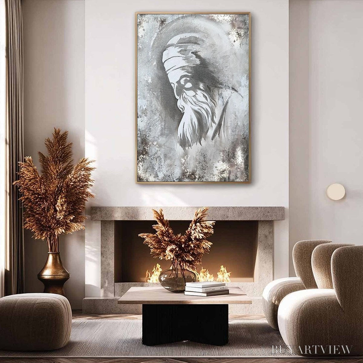 ARTOVITAS Elder'S Whisper – Minimalist Monochrome Figurative Portrait Painting - image 5