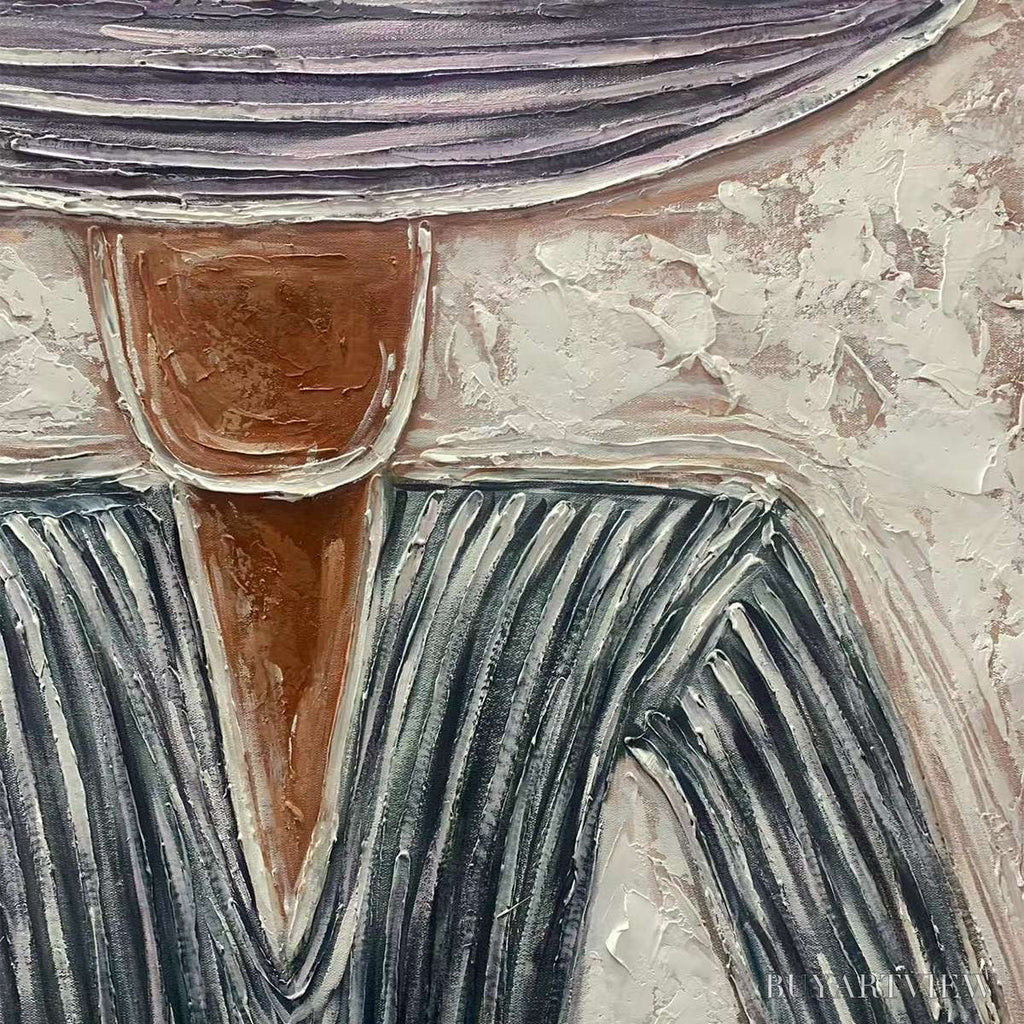 ARTOVITAS Sombrero Duet – Textured Figurative Portrait Diptych - image 3