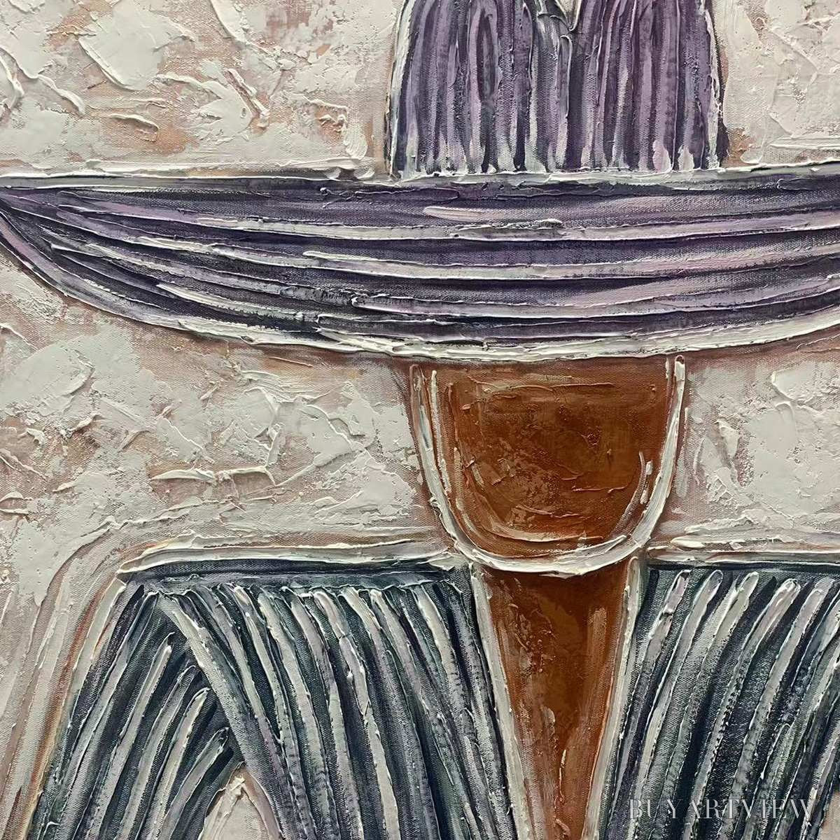 ARTOVITAS Sombrero Duet – Textured Figurative Portrait Diptych - image 5