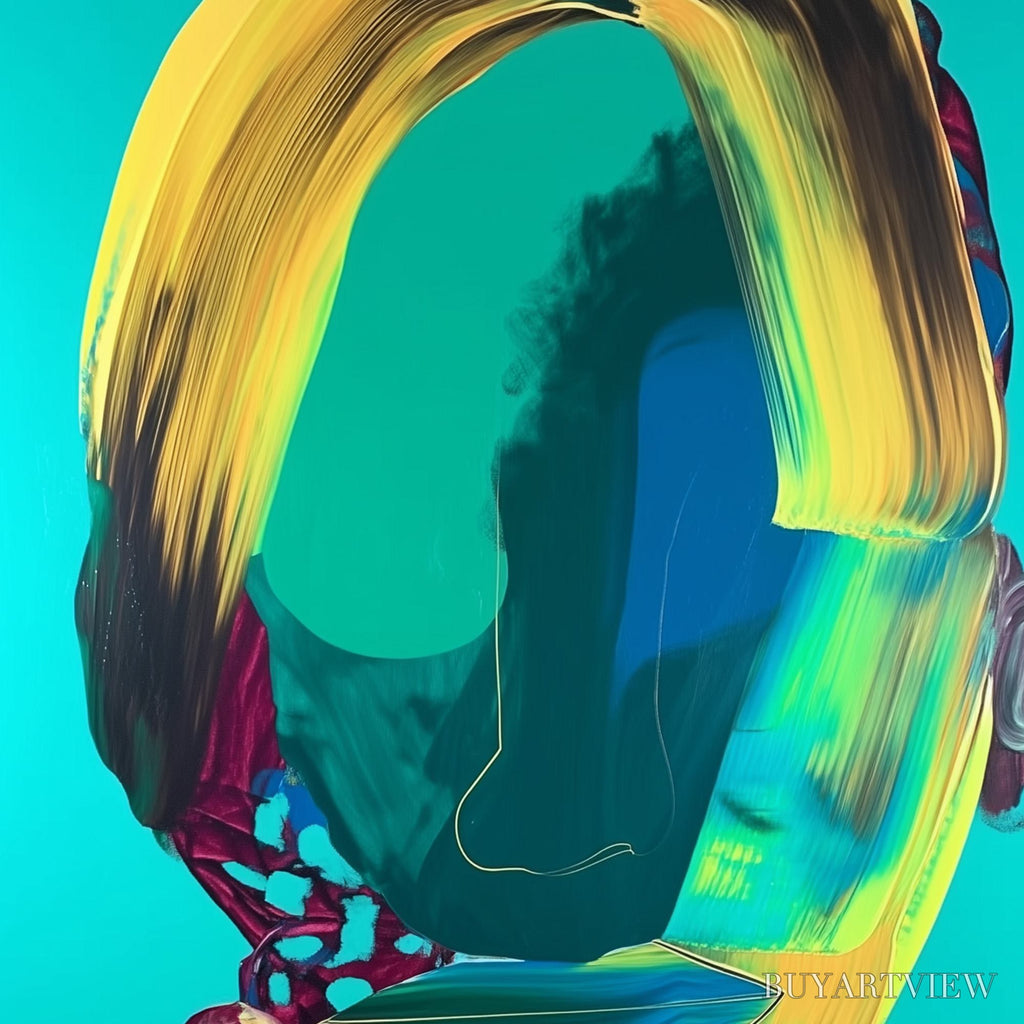 ARTOVITAS Azure Gaze – Textured Abstract Portrait Oil Painting - image 4