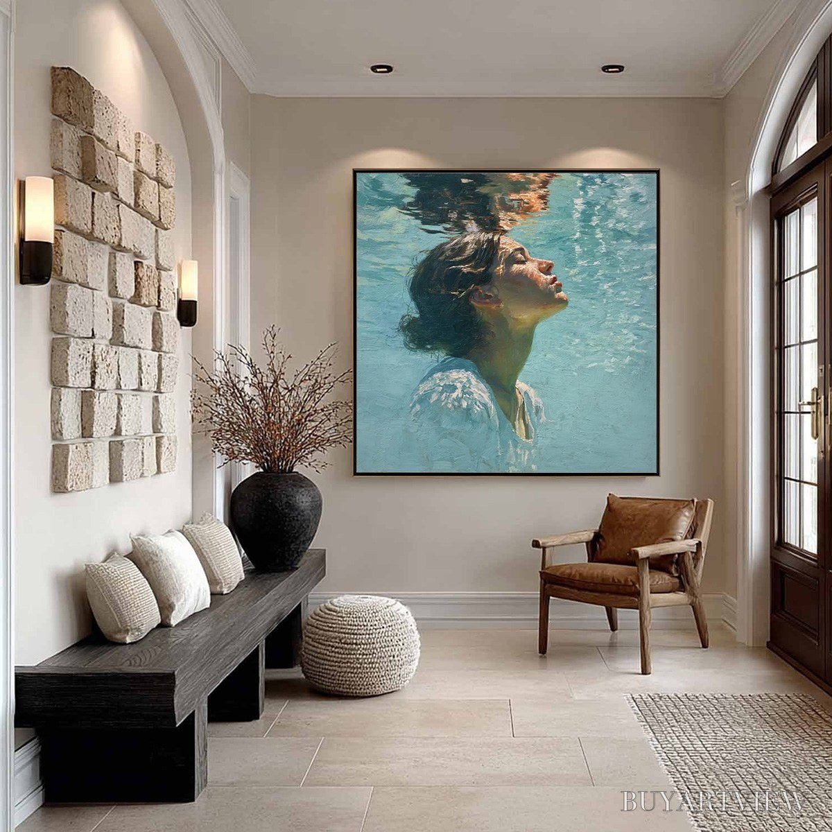ARTOVITAS Submerged Serenity – Figurative Underwater Portrait Oil Painting - image 2