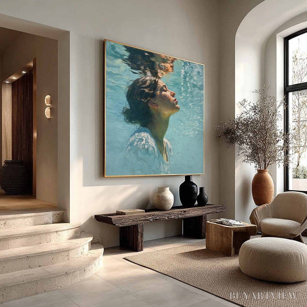 ARTOVITAS Submerged Serenity – Figurative Underwater Portrait Oil Painting - image 4