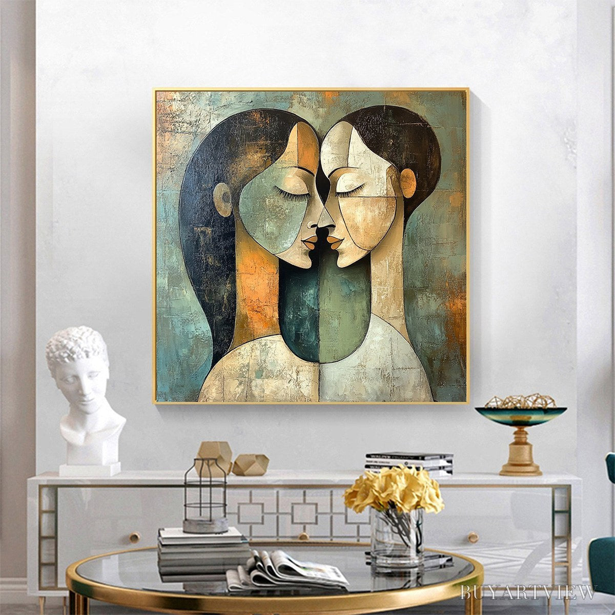 ARTOVITAS Unity in Contrast – Textured Abstract Figurative Oil Painting - image 2