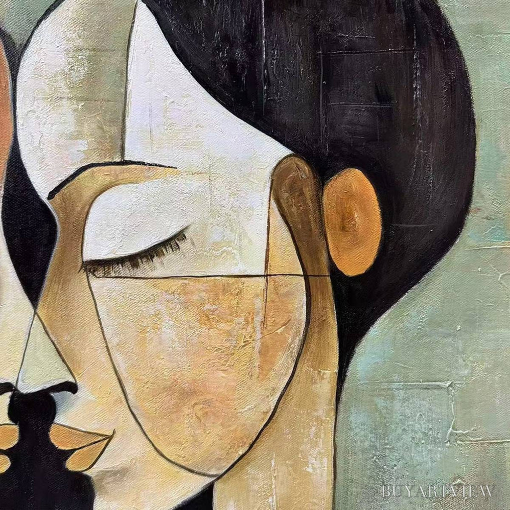 ARTOVITAS Unity in Contrast – Textured Abstract Figurative Oil Painting - image 3