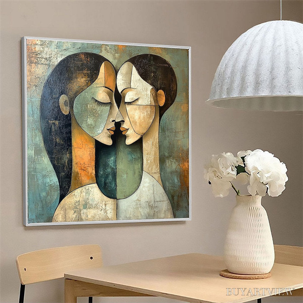 ARTOVITAS Unity in Contrast – Textured Abstract Figurative Oil Painting - image 4