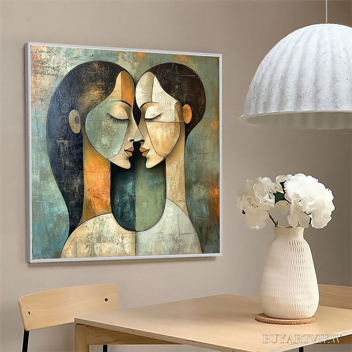 ARTOVITAS Unity in Contrast – Textured Abstract Figurative Oil Painting - image 4
