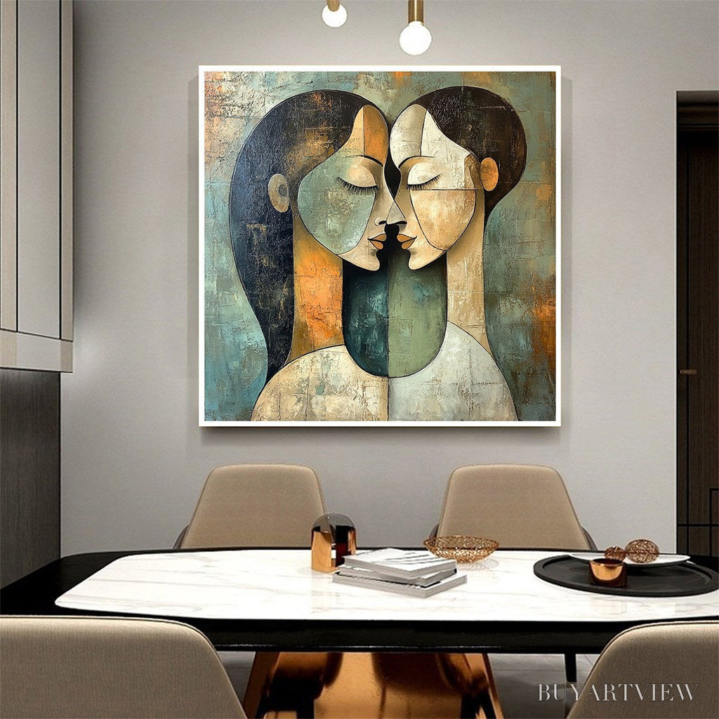 ARTOVITAS Unity in Contrast – Textured Abstract Figurative Oil Painting - image 5