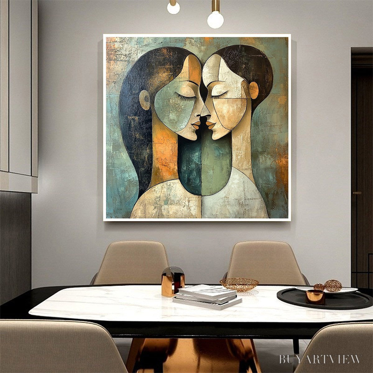 ARTOVITAS Unity in Contrast – Textured Abstract Figurative Oil Painting - image 5