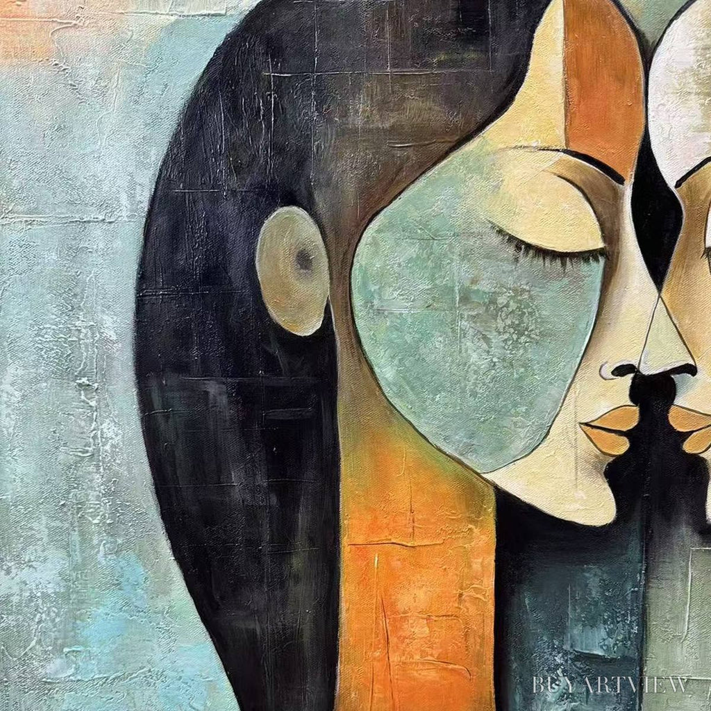 ARTOVITAS Unity in Contrast – Textured Abstract Figurative Oil Painting - image 6