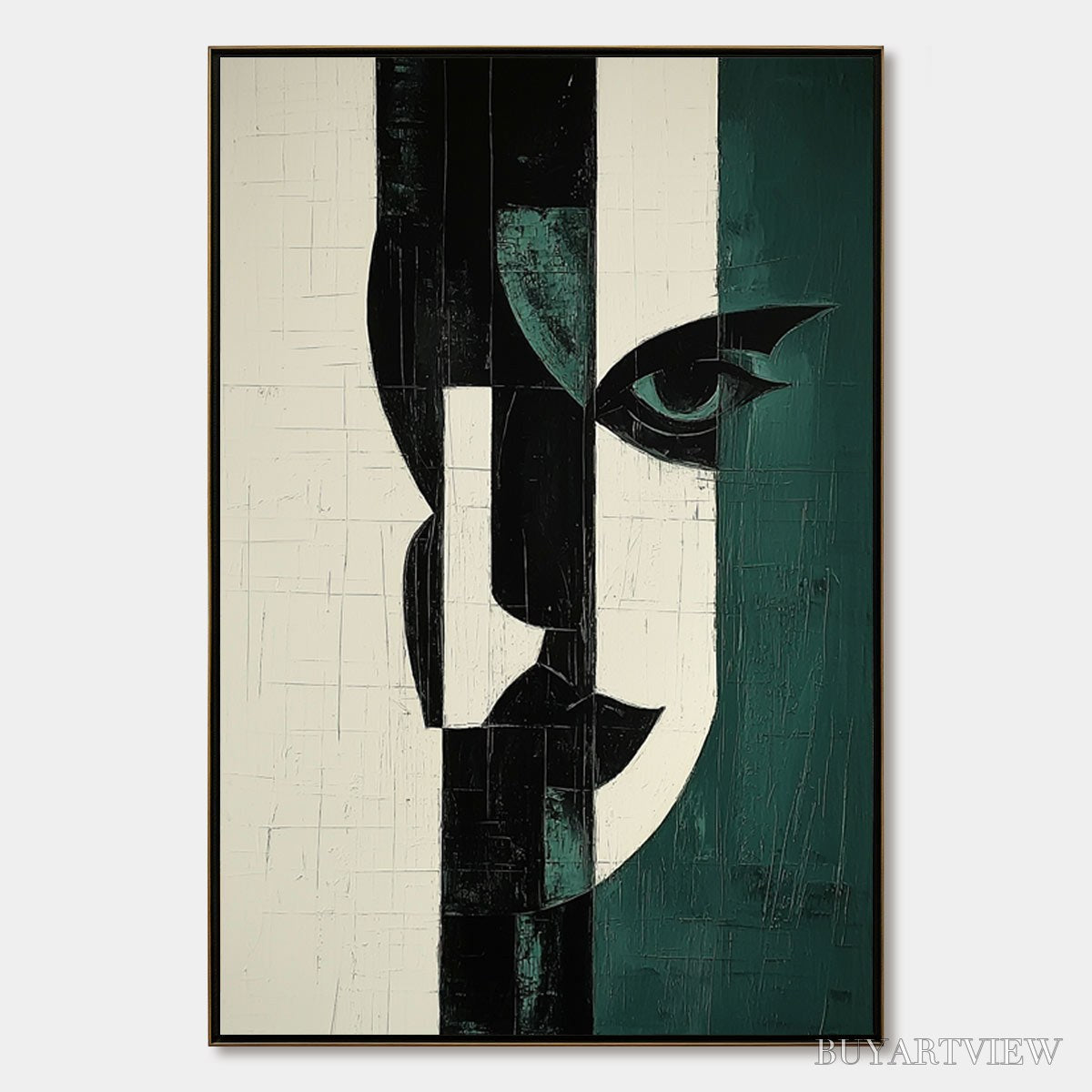 ARTOVITAS Fragmented Gaze – Textured Abstract Portrait Painting - image 1