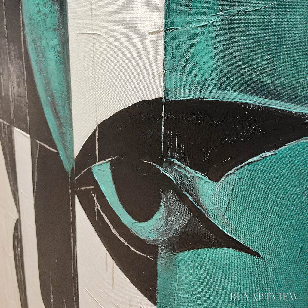 ARTOVITAS Fragmented Gaze – Textured Abstract Portrait Painting - image 3