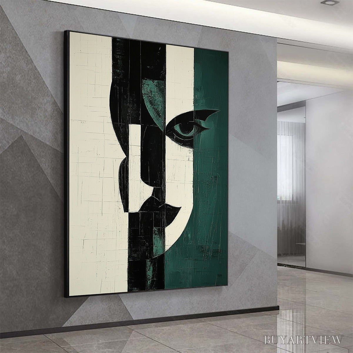 ARTOVITAS Fragmented Gaze – Textured Abstract Portrait Painting - image 4