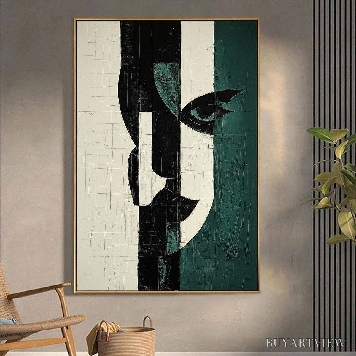 ARTOVITAS Fragmented Gaze – Textured Abstract Portrait Painting - image 5