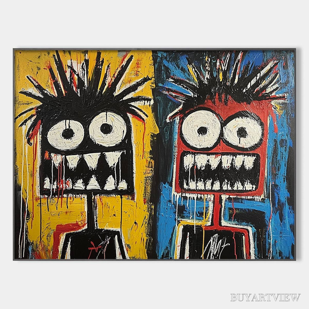 ARTOVITAS Duality – Vibrant Abstract Portrait Oil Painting of Two Figures - image 1