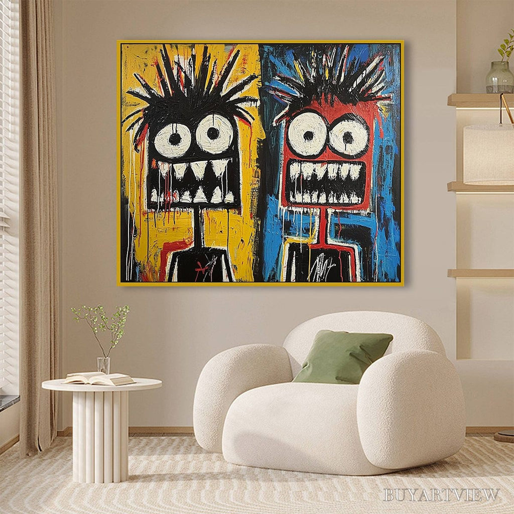 ARTOVITAS Duality – Vibrant Abstract Portrait Oil Painting of Two Figures - image 5