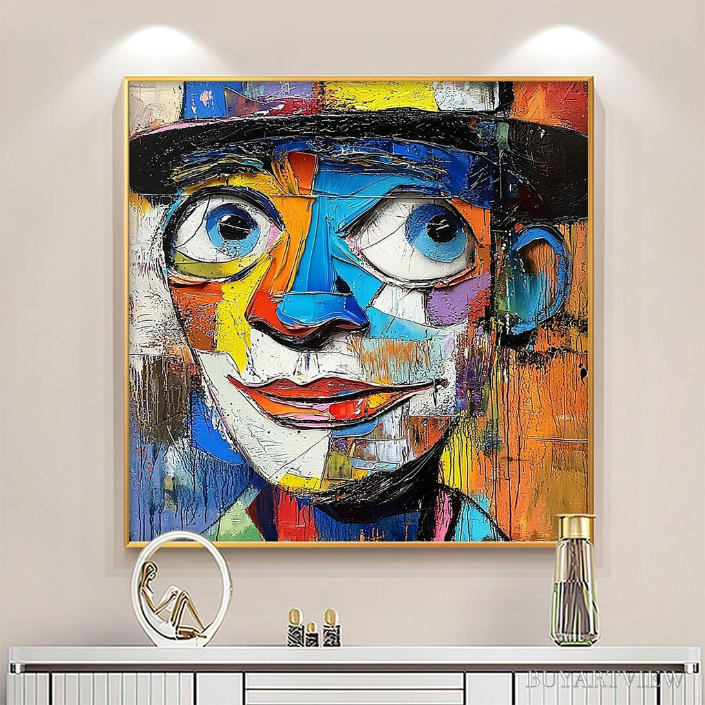 ARTOVITAS Laughing Eyes – Textured Impasto Clown Portrait Oil Painting - image 2