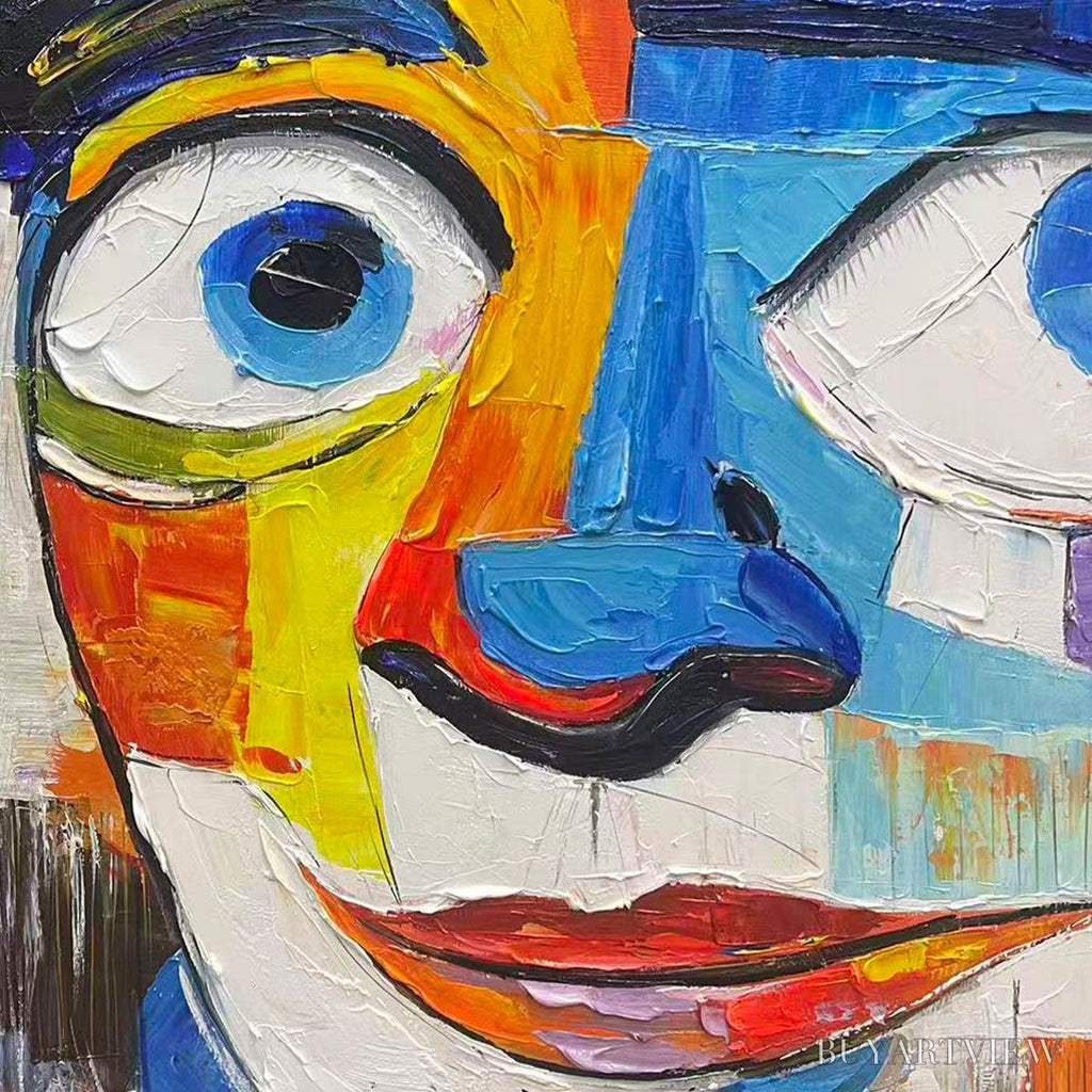 ARTOVITAS Laughing Eyes – Textured Impasto Clown Portrait Oil Painting - image 3