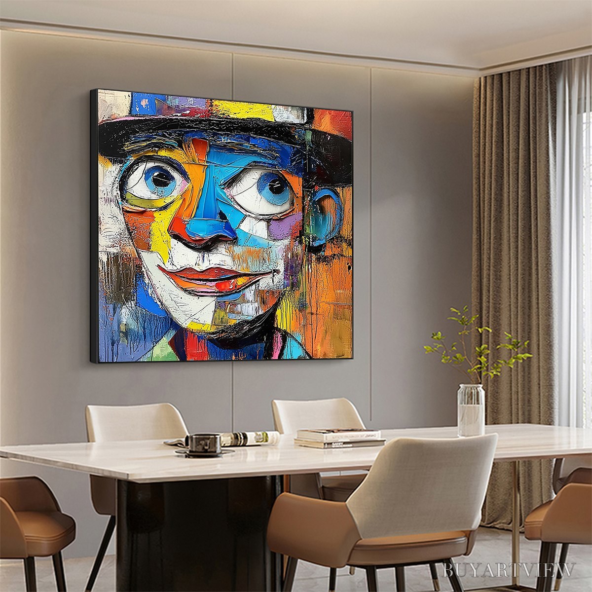 ARTOVITAS Laughing Eyes – Textured Impasto Clown Portrait Oil Painting - image 4