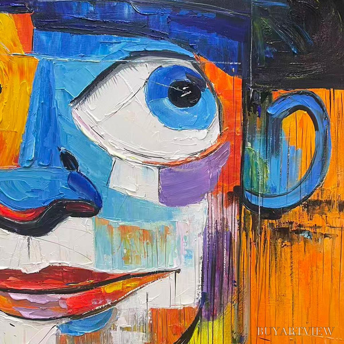 ARTOVITAS Laughing Eyes – Textured Impasto Clown Portrait Oil Painting - image 5