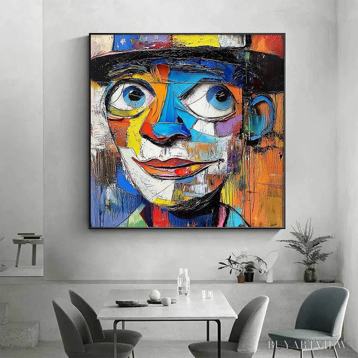 ARTOVITAS Laughing Eyes – Textured Impasto Clown Portrait Oil Painting - image 6