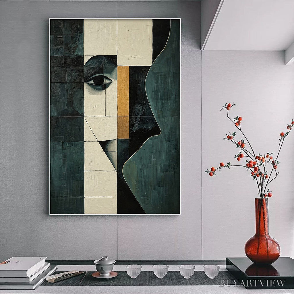 ARTOVITAS Reflection – Minimalist Abstract Portrait Oil Painting - image 2