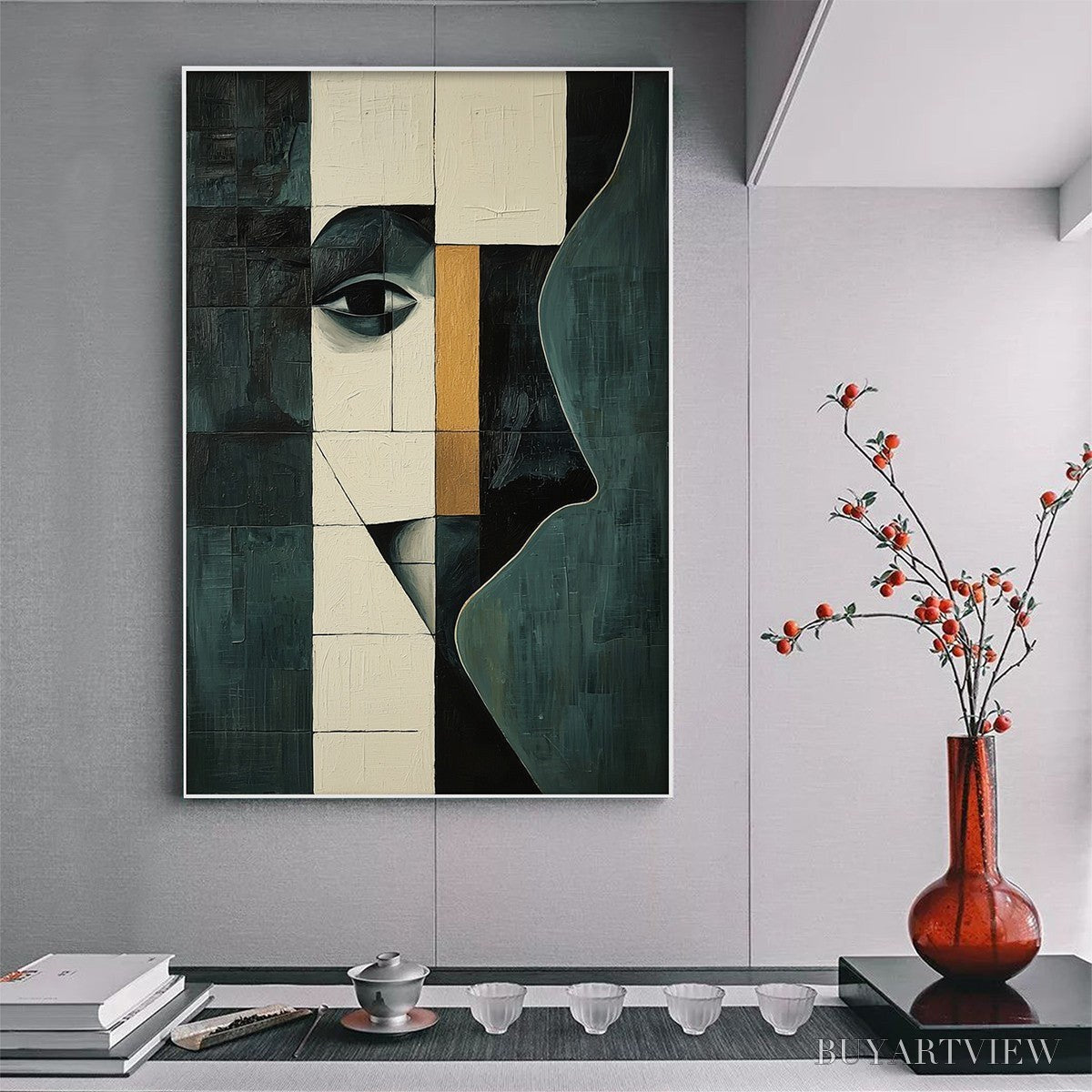ARTOVITAS Reflection – Minimalist Abstract Portrait Oil Painting - image 2