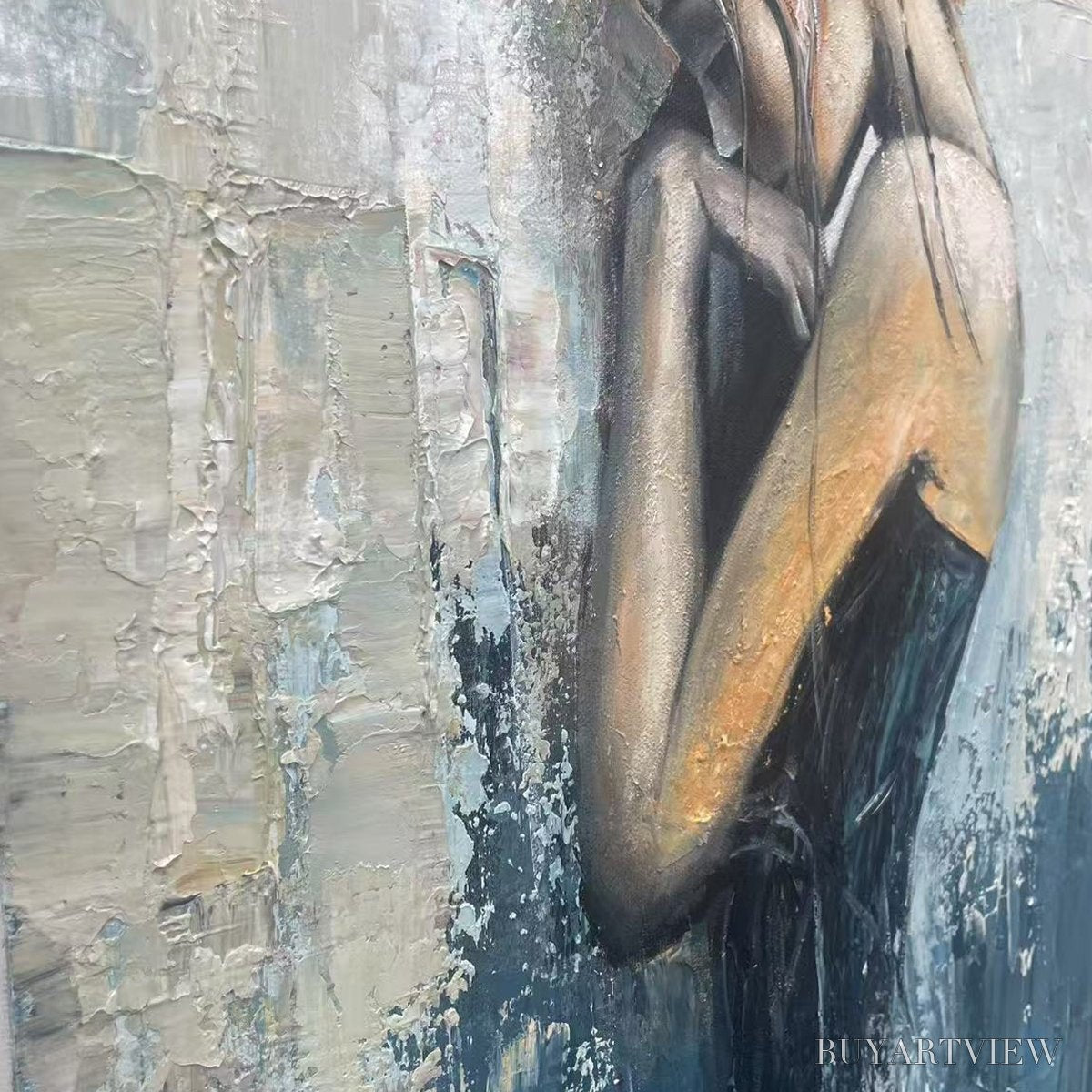 ARTOVITAS Inner Reflections – Textured Portrait Oil Painting - image 5
