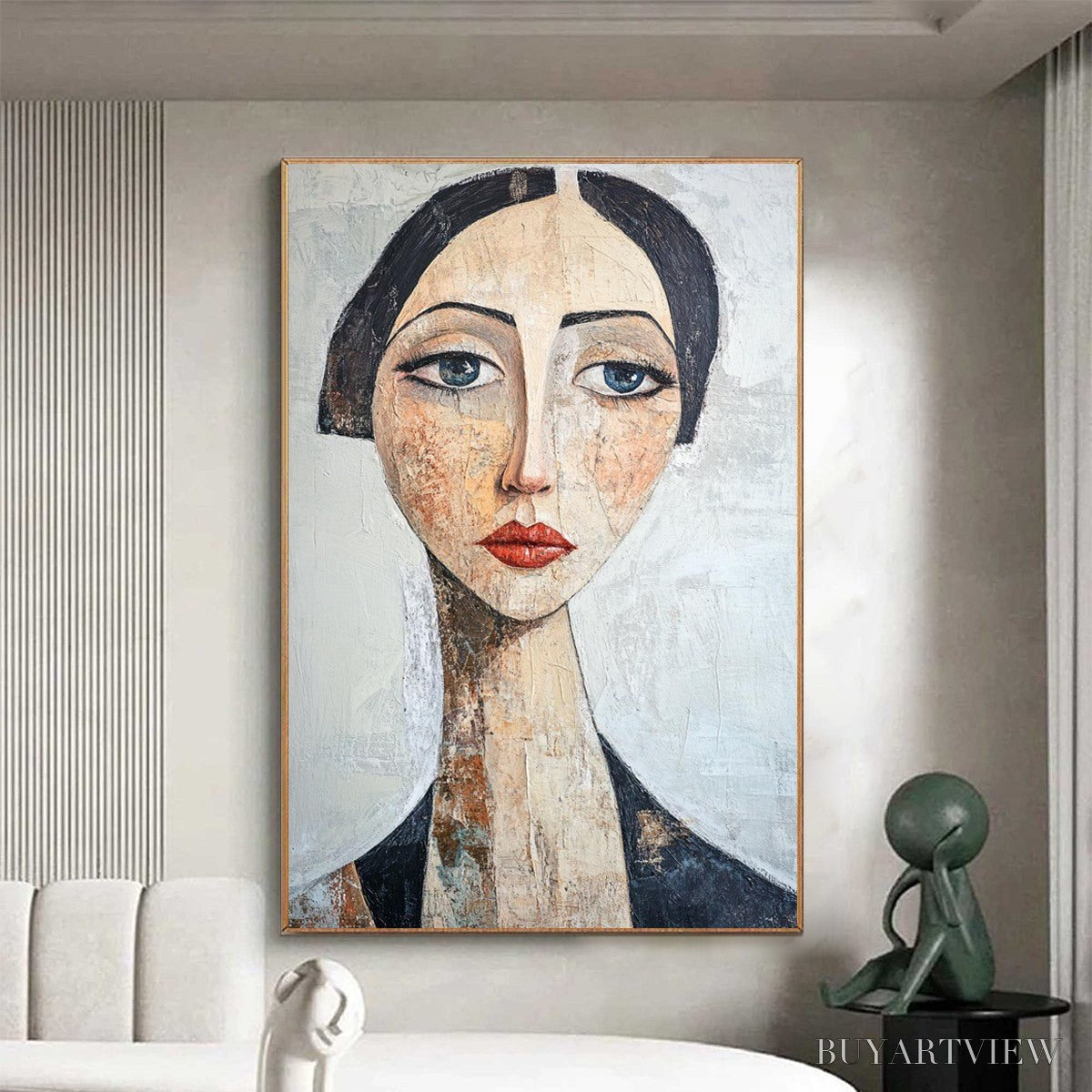 ARTOVITAS Serene Gaze – Textured Figurative Portrait Oil Painting - image 2