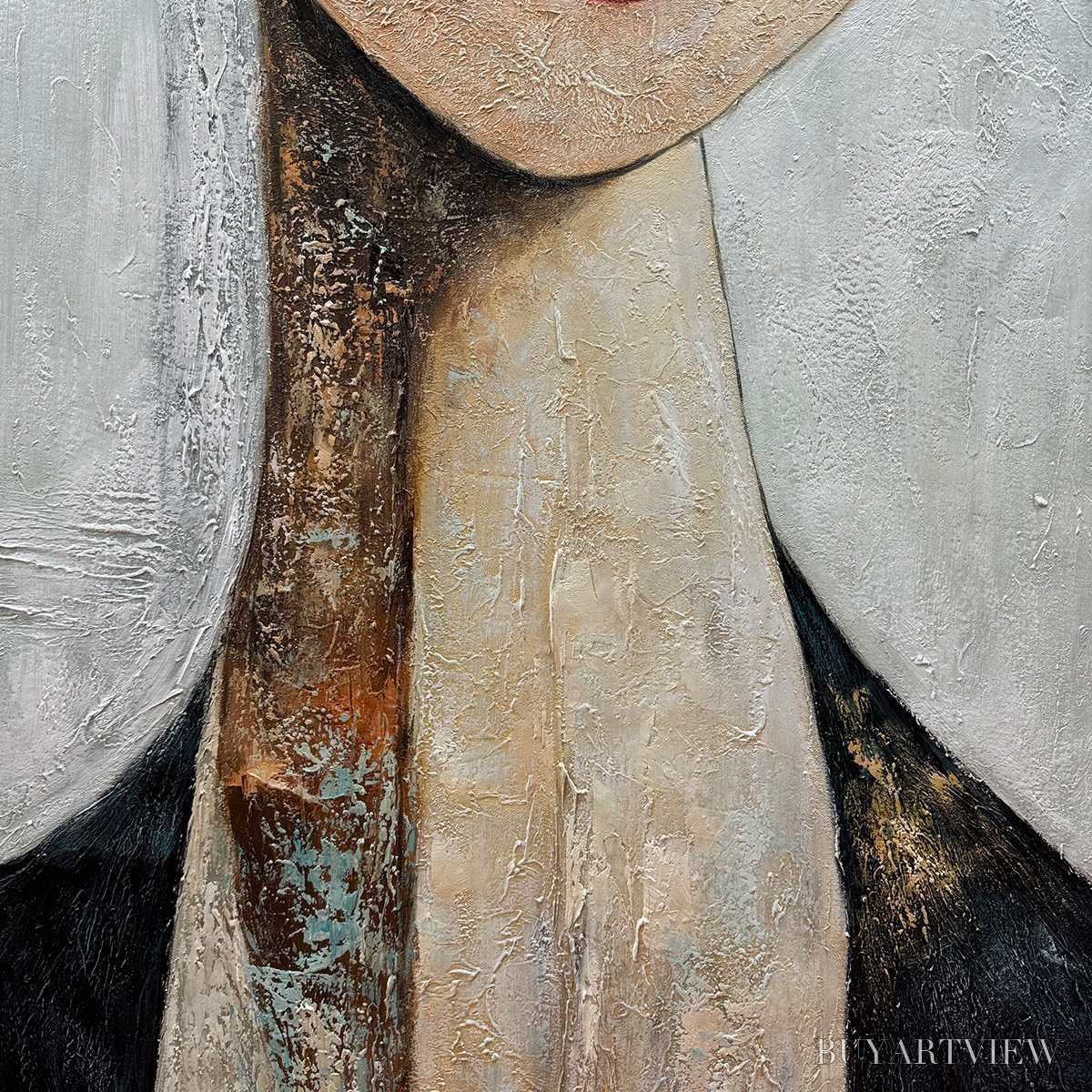 ARTOVITAS Serene Gaze – Textured Figurative Portrait Oil Painting - image 5