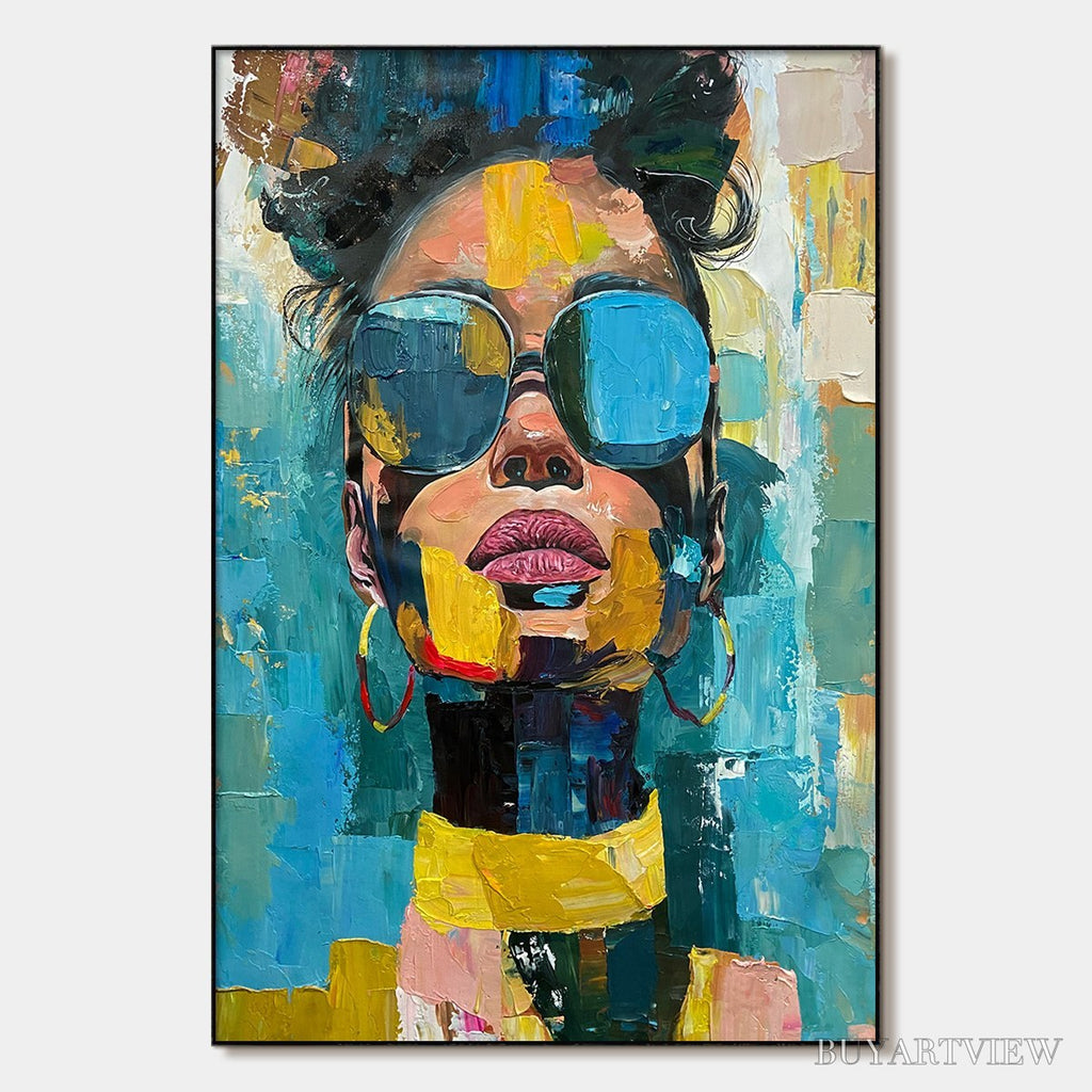 ARTOVITAS Golden Gaze – Modern Portrait Impasto Oil Painting - image 1