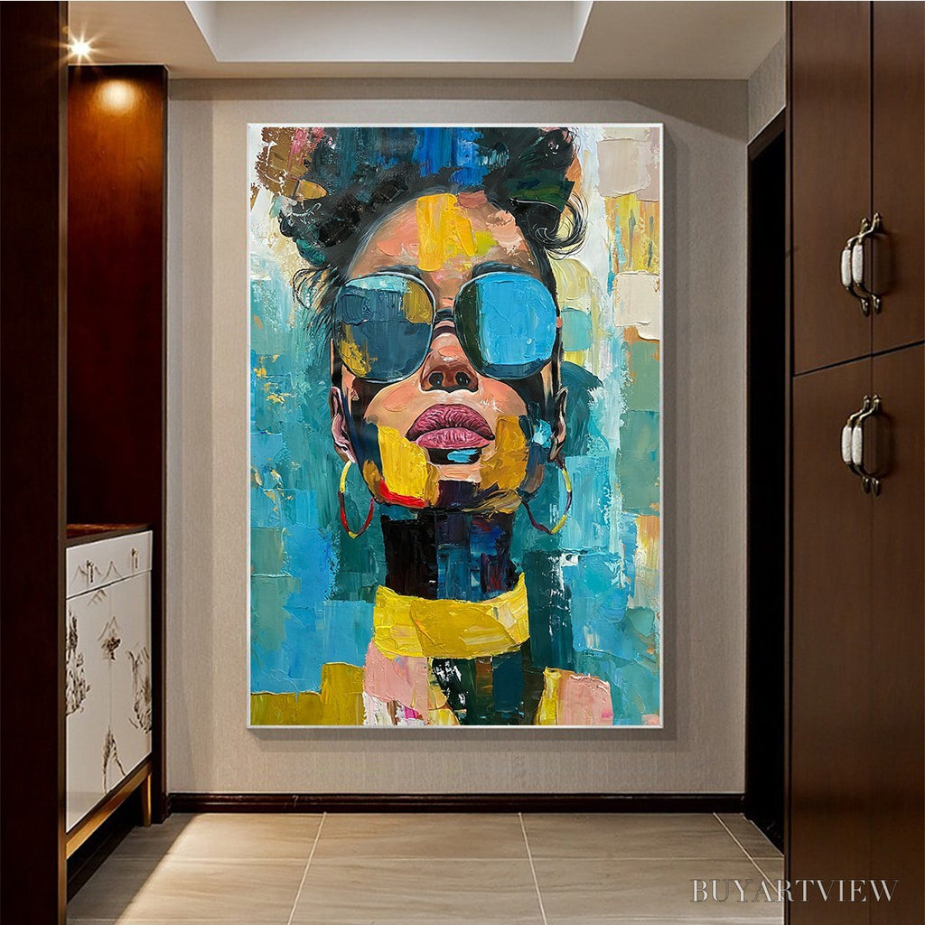 ARTOVITAS Golden Gaze – Modern Portrait Impasto Oil Painting - image 2