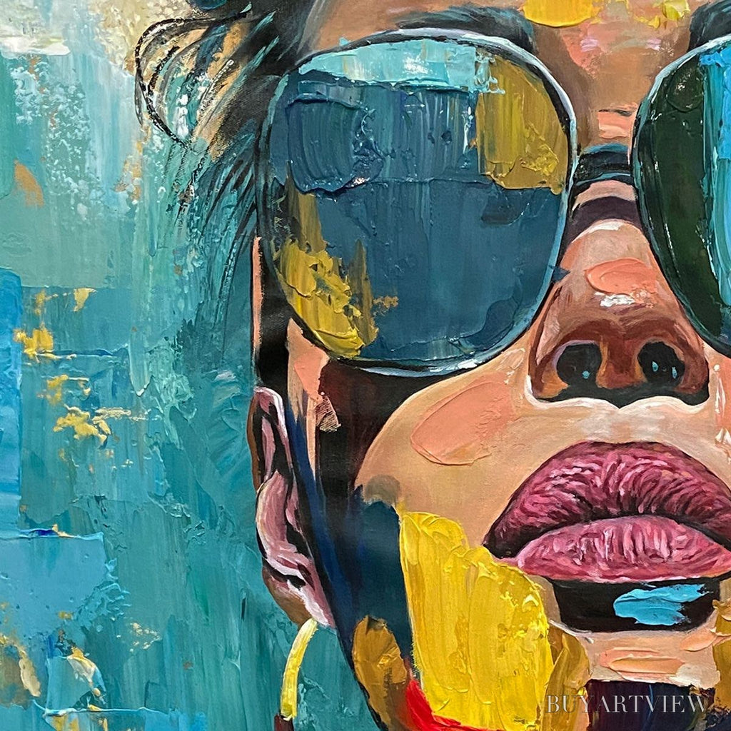 ARTOVITAS Golden Gaze – Modern Portrait Impasto Oil Painting - image 3