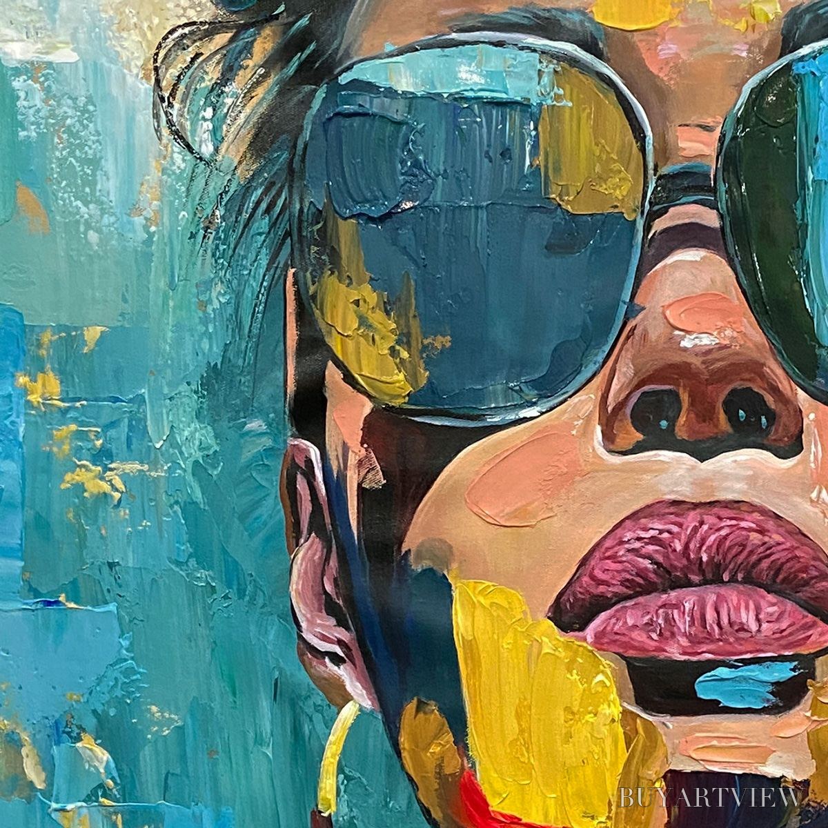 ARTOVITAS Golden Gaze – Modern Portrait Impasto Oil Painting - image 3
