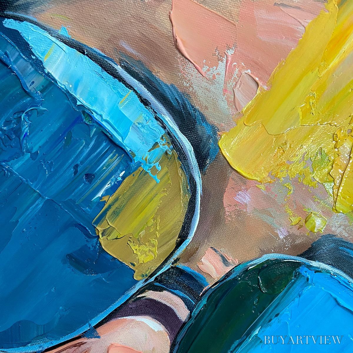 ARTOVITAS Golden Gaze – Modern Portrait Impasto Oil Painting - image 5