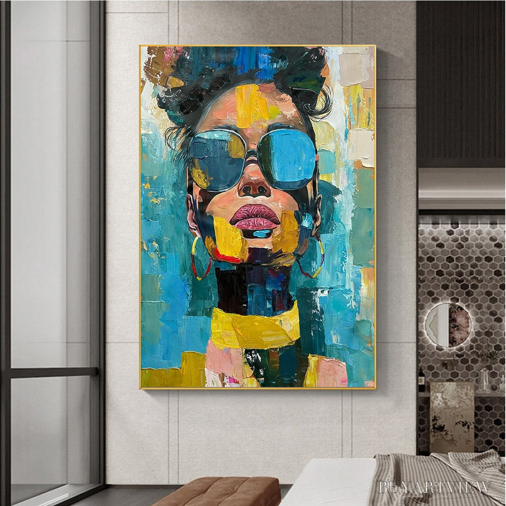 ARTOVITAS Golden Gaze – Modern Portrait Impasto Oil Painting - image 6