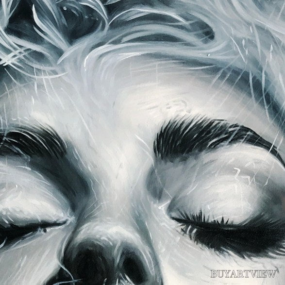 ARTOVITAS Crimson Muse – Vertical Portrait Oil Painting on Canvas - image 3