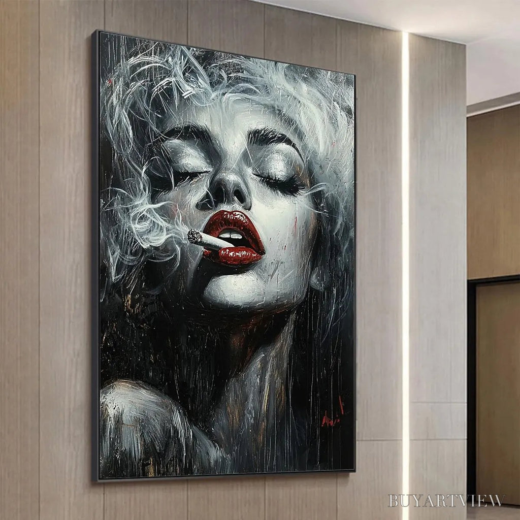 ARTOVITAS Crimson Muse – Vertical Portrait Oil Painting on Canvas - image 4