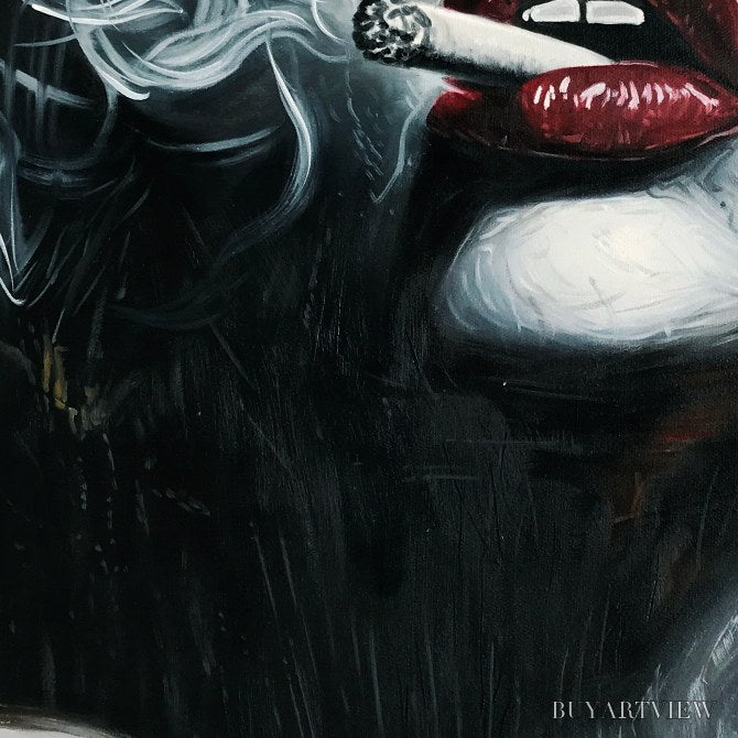 ARTOVITAS Crimson Muse – Vertical Portrait Oil Painting on Canvas - image 5