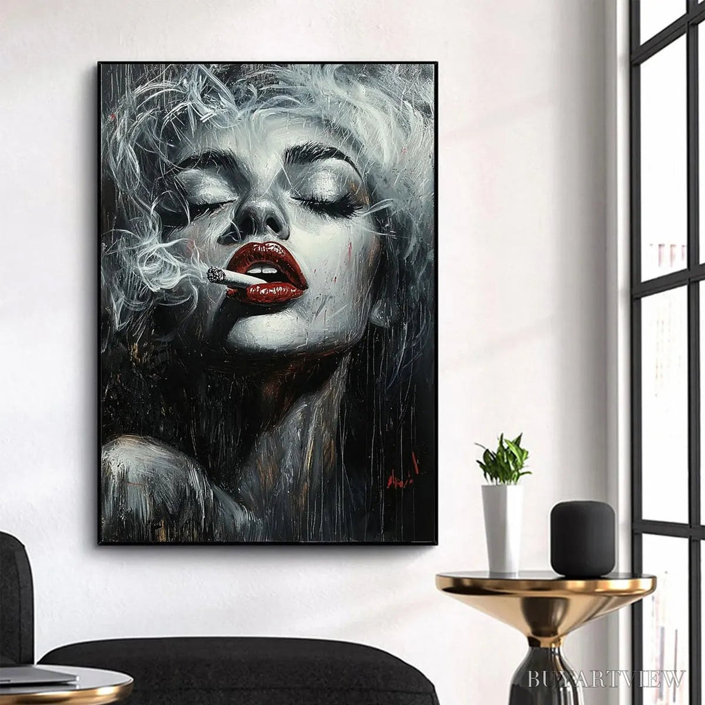 ARTOVITAS Crimson Muse – Vertical Portrait Oil Painting on Canvas - image 6
