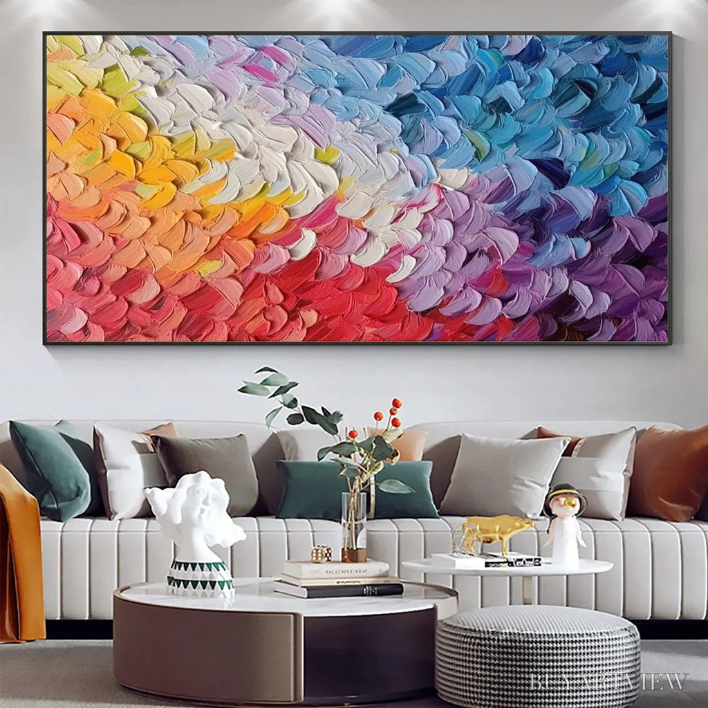 ARTOVITAS Pastel Dreamscape – Abstract Textured Impasto Oil Painting on Canvas - image 2