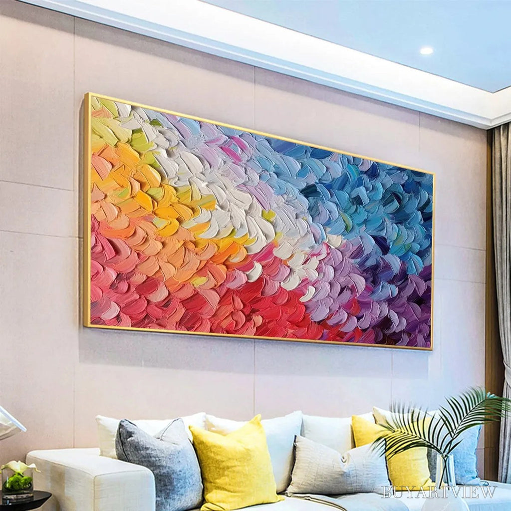 ARTOVITAS Pastel Dreamscape – Abstract Textured Impasto Oil Painting on Canvas - image 4