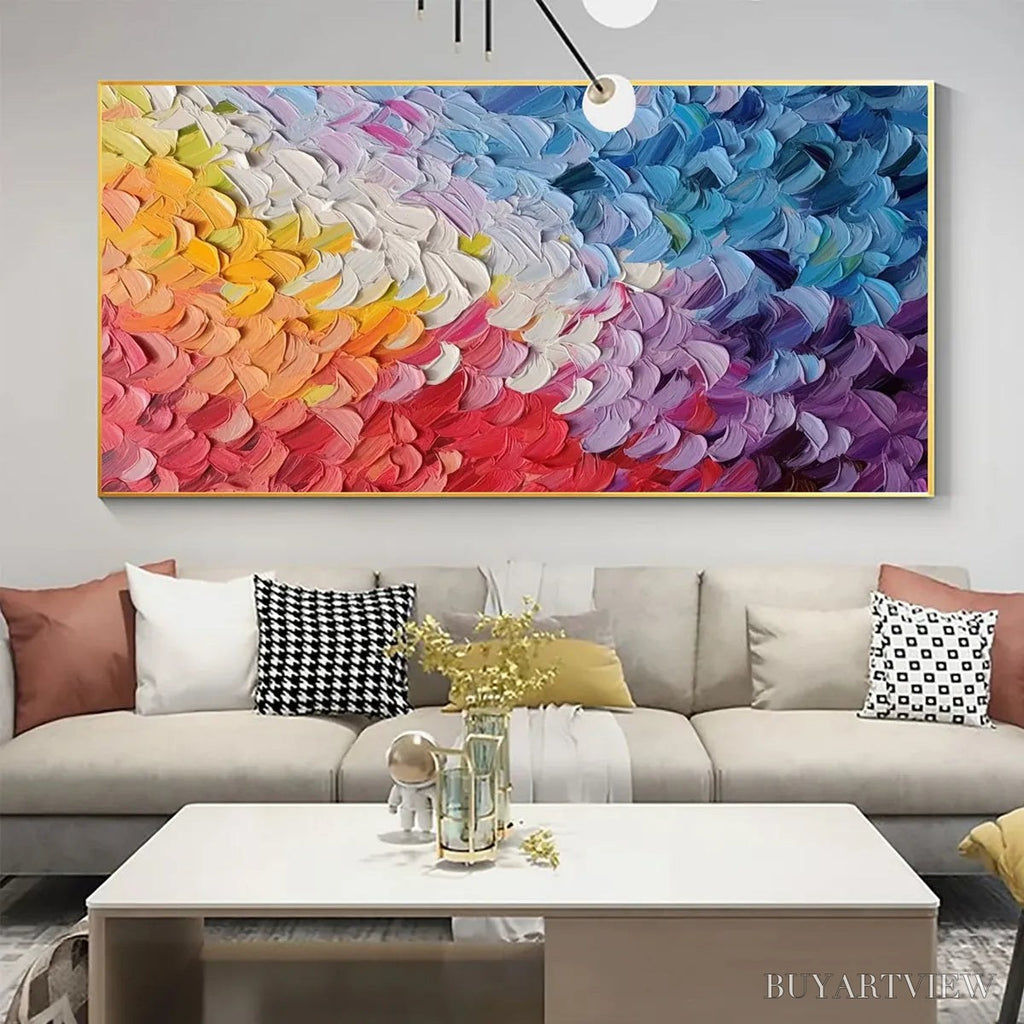 ARTOVITAS Pastel Dreamscape – Abstract Textured Impasto Oil Painting on Canvas - image 5