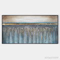 ARTOVITAS Golden Horizon – Panoramic Abstract Oil Painting with Gold and Blue - image 1