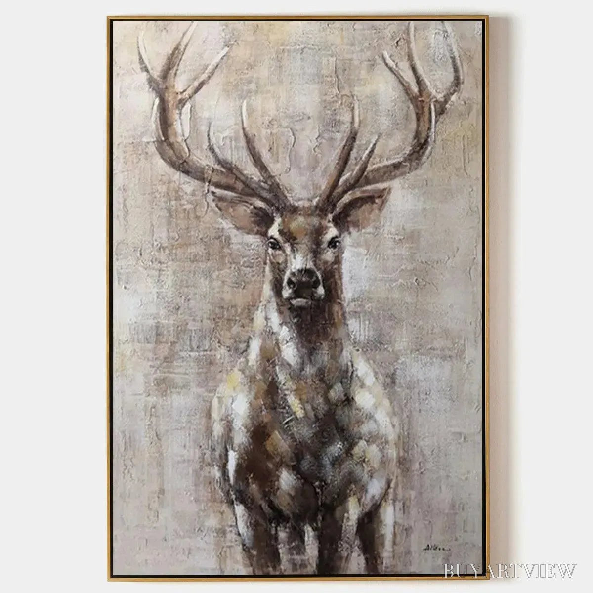 ARTOVITAS Majestic Stag – Textured Stag Painting, Vertical - image 1