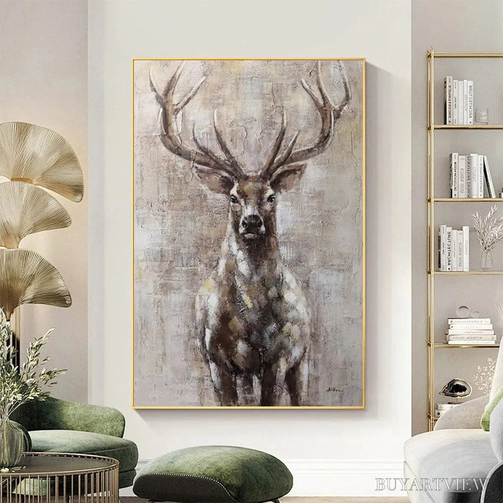 ARTOVITAS Majestic Stag – Textured Stag Painting, Vertical - image 2